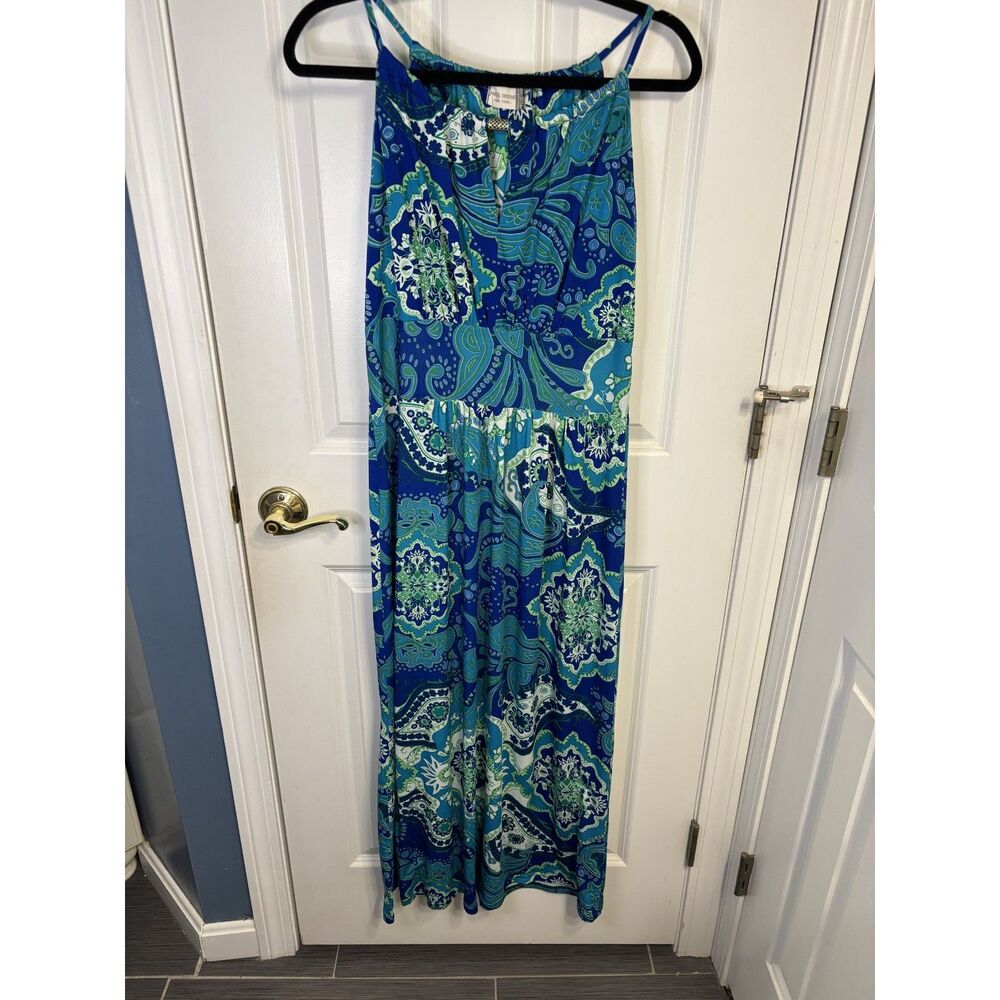 Jon & Anna New York Blue & Green Floral Maxi Dress Size Large